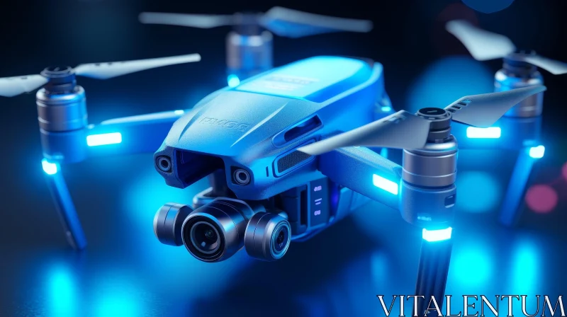 Blue and Gray Drone with Four Propellers AI Image