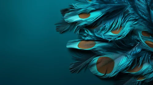 Blue Peacock Feathers Close-Up