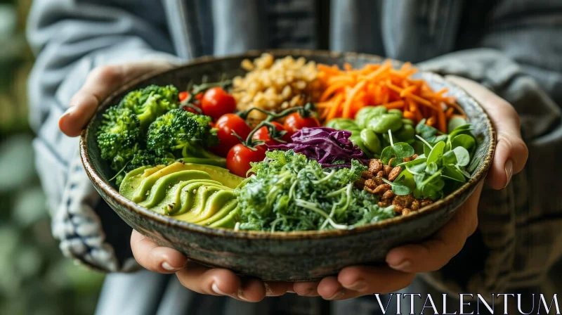 Colorful and Nutritious Vegetable Bowl AI Image