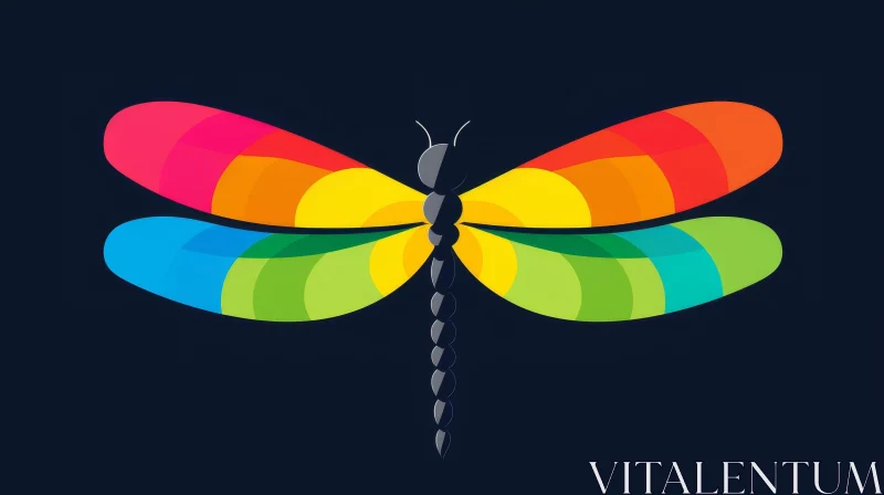 AI ART Colorful Dragonfly Vector Illustration on Dark Blue Background