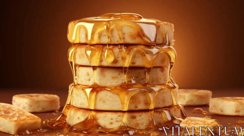 AI ART Delicious Stack of Pancakes with Honey