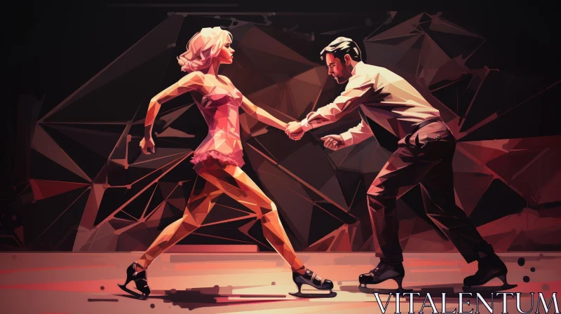 AI ART Man and Woman Ice Dancing Digital Painting