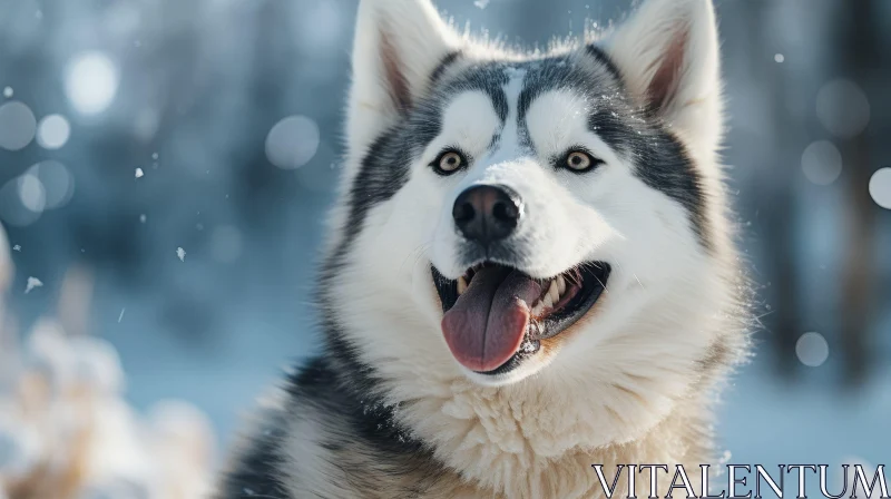 AI ART Siberian Husky in Snow - Beautiful Dog Portrait