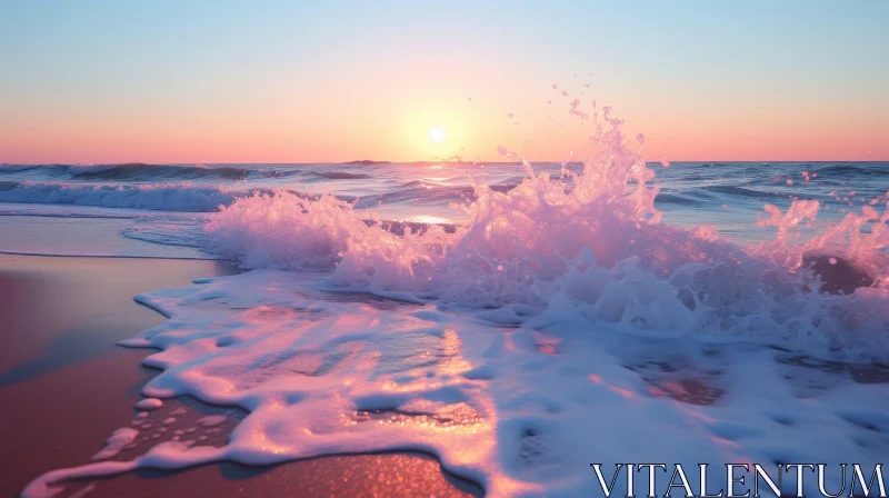 AI ART Tranquil Ocean Sunset - Beautiful Nature Scene