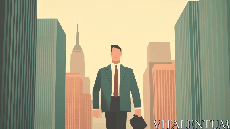 Urban Businessman Vector Illustration AI Image