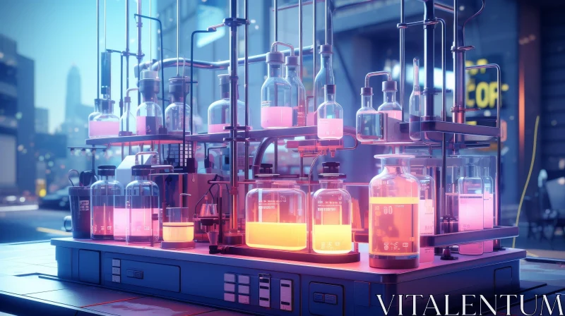 Brightly Lit Chemistry Lab with Glass Equipment AI Image