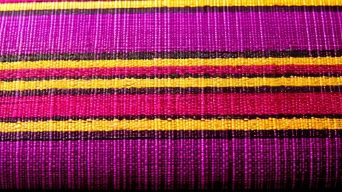 Colorful Handwoven Striped Fabric Close-Up