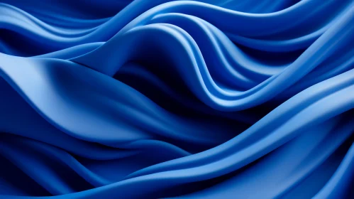 Luxurious Blue Silk Fabric with Gentle Waves