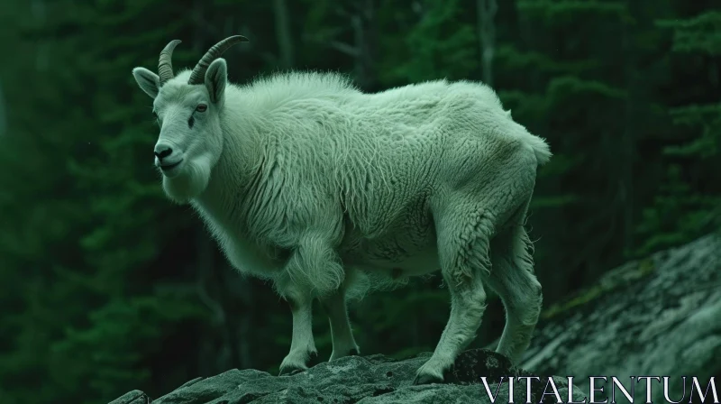 Majestic Mountain Goat Portrait in Natural Setting AI Image
