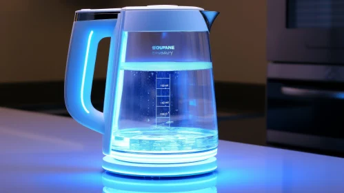 Modern Electric Kettle with Blue Illumination