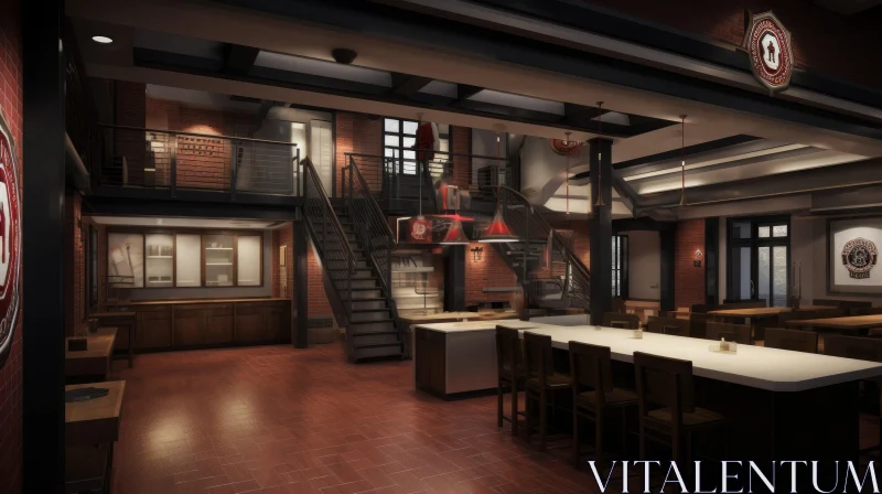 Modern Fire Station Kitchen and Dining Area AI Image