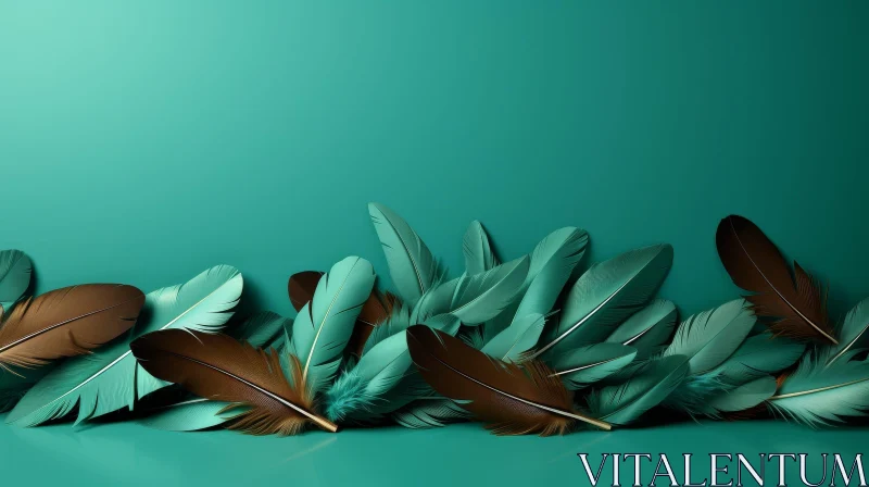 AI ART Teal Blue Feathers - 3D Rendering