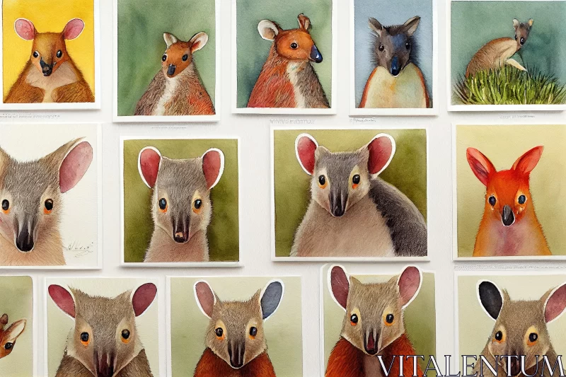 Vibrant Australian Kangaroo Paintings in Hyperrealistic Style | Konica Big Mini AI Image