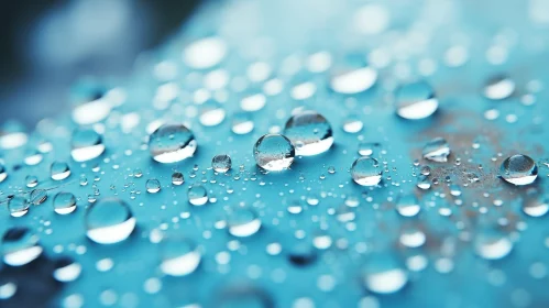 Blue Metal Surface with Reflective Water Drops