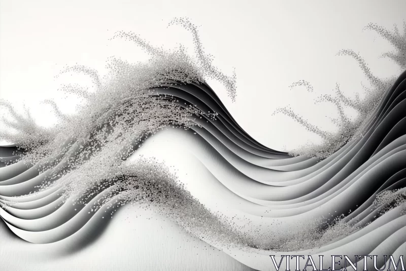 Captivating Black and White Waves on White Background | Photobashing Art AI Image