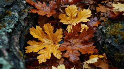 Fallen Autumn Leaves Close-Up
