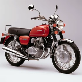 Red Motorcycle in Classic Japanese Simplicity Style