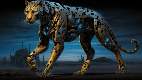 Robotic Cheetah in Futuristic Landscape