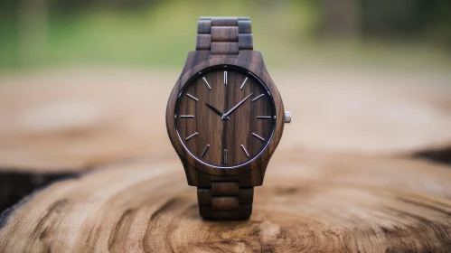 Wooden Watch Close-up on Stump