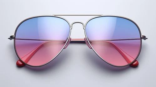 Aviator Sunglasses 3D Rendering - Gradient Pink Blue Lenses