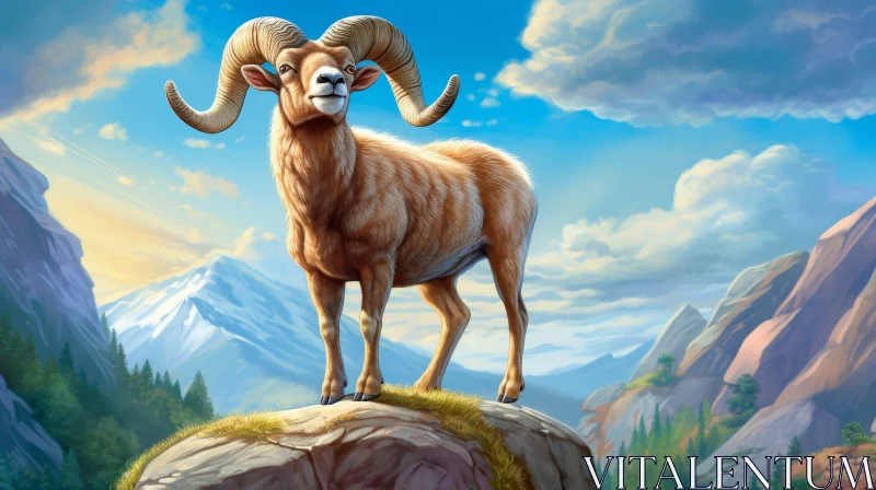 Bighorn Sheep in Mountain Landscape AI Image