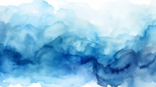 Blue Watercolor Stains Abstract Background Art