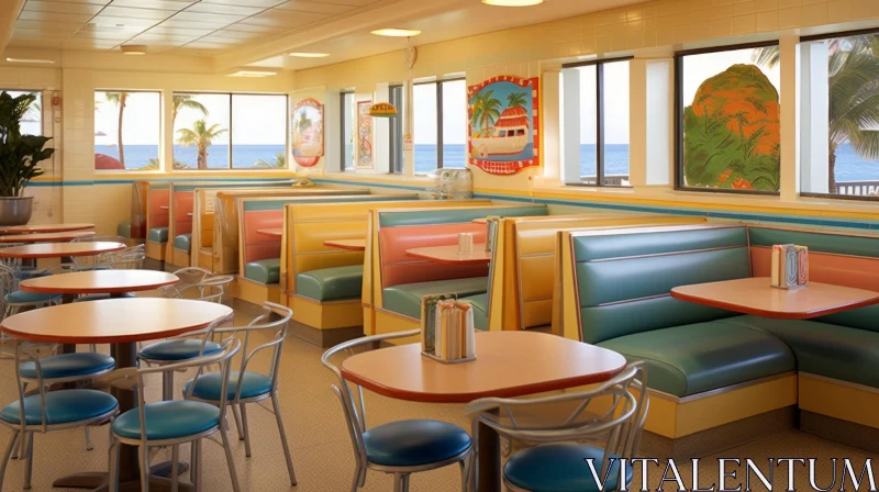 AI ART Bright Retro-Style Diner Interior | Cheerful Atmosphere