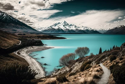 Captivating New Zealand Landscape Photography | Serene Blue Lake and Majestic Mountains