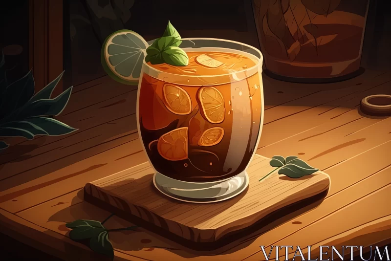 Cozy and Inviting Drink Illustration on Wooden Table | 2D Game Art AI Image
