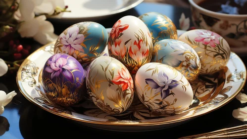 Exquisite Easter Egg Decoration on Elegant Plate