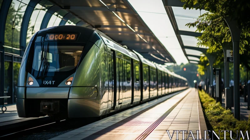 Futuristic High-Speed Train at Modern Station AI Image