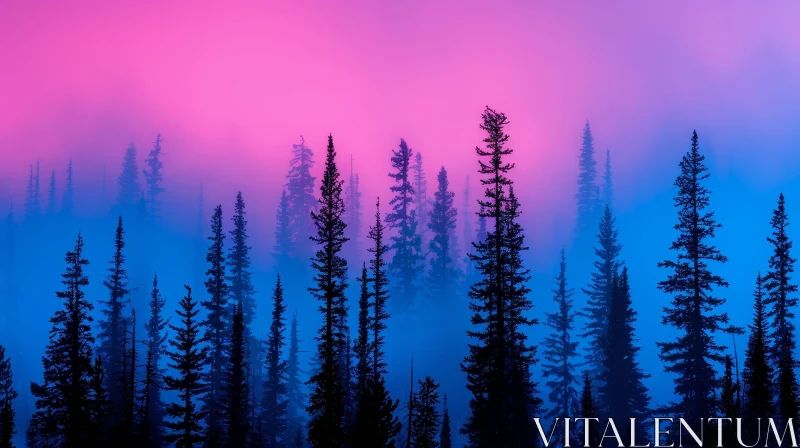 Majestic Forest Sunset Landscape AI Image