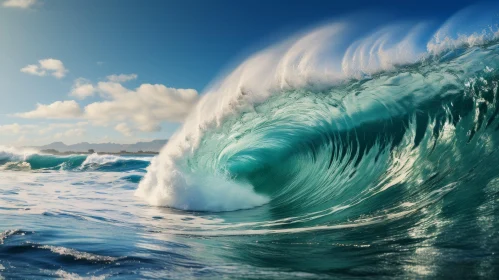 Majestic Wave in Ocean: Green & Blue Power