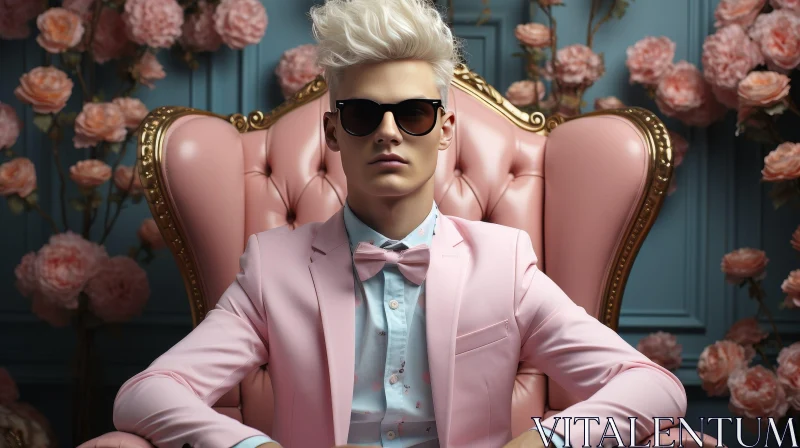Serious Man in Pink Suit Portrait