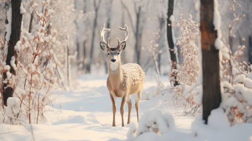 Snowy Forest Deer Photography