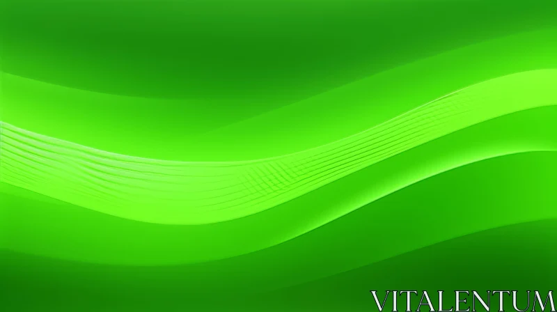 Tranquil Green Gradient Wave Background AI Image