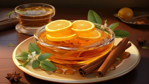 Warm Still Life: Honey, Lemon, Cinnamon, and Tea