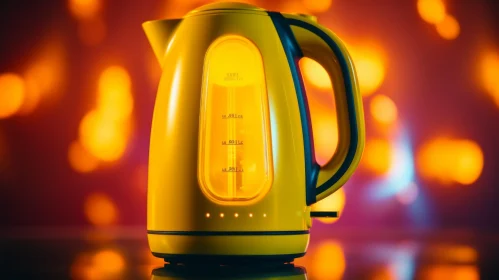 Yellow Electric Kettle on Glass Surface - Kitchen Appliance