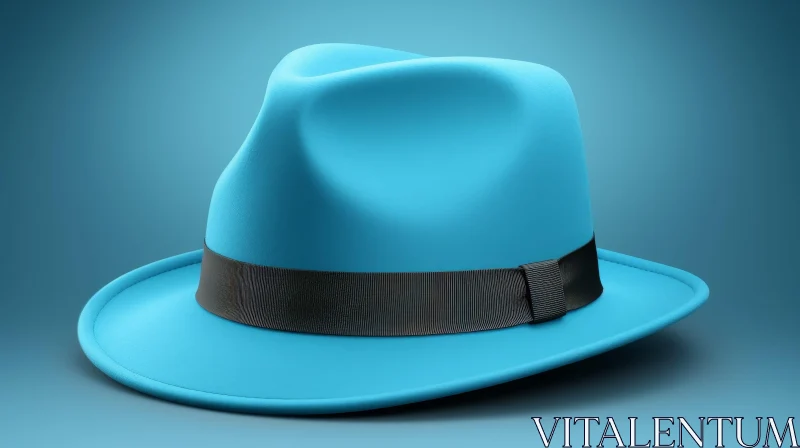 AI ART Blue Fedora Style Hat 3D Rendering
