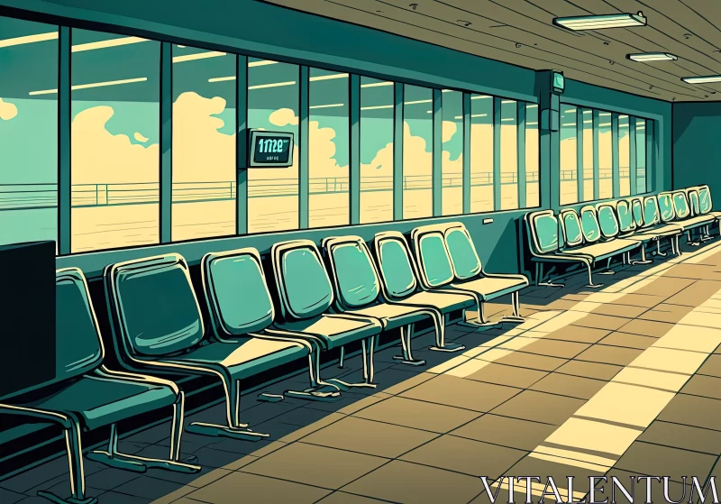 Captivating Pop Art Cartoonish Illustration of a Station Waiting Area AI Image