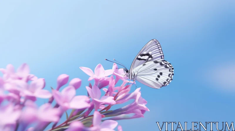 Delicate Butterfly on Pink Flowers AI Image