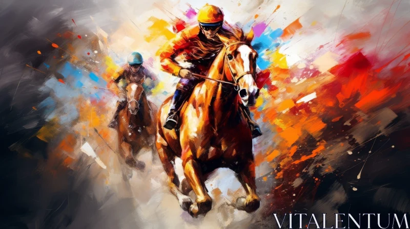 AI ART Exciting Horse Racing Painting