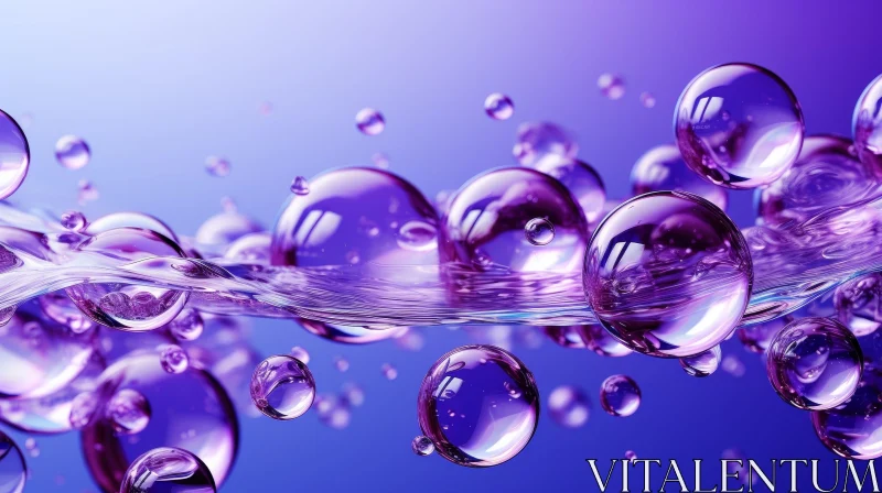 Gorgeous Purple Water Background with Bubbles AI Image