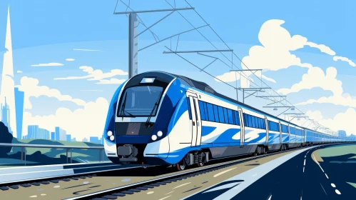High-Speed Train on Railroad Tracks