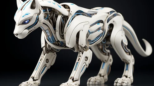 Robotic Panther Digital Rendering - Blue Eyes and Metal Plates