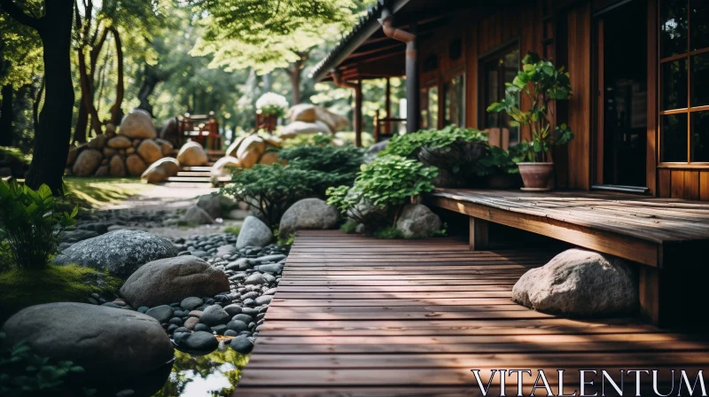 Tranquil Japanese Garden Walkway AI Image
