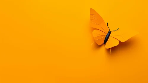 Butterfly 3D Rendering on Yellow Background