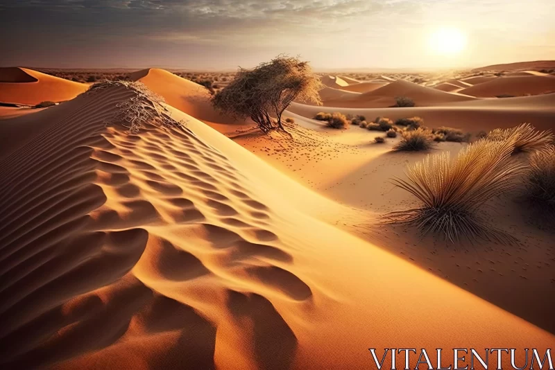 Captivating Desert Landscape at Sunset | Romantic Nature Photography AI Image