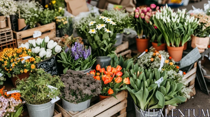 Colorful Flower Market Scene AI Image
