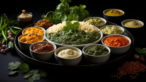 Exquisite Indian Chutneys and Spices Still Life